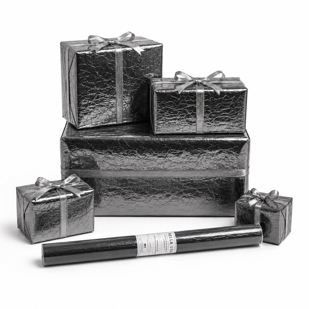 Bella Lux Black Crocodile Embossed Heavy Weight Gift Wrap 30 SqFt 109-14